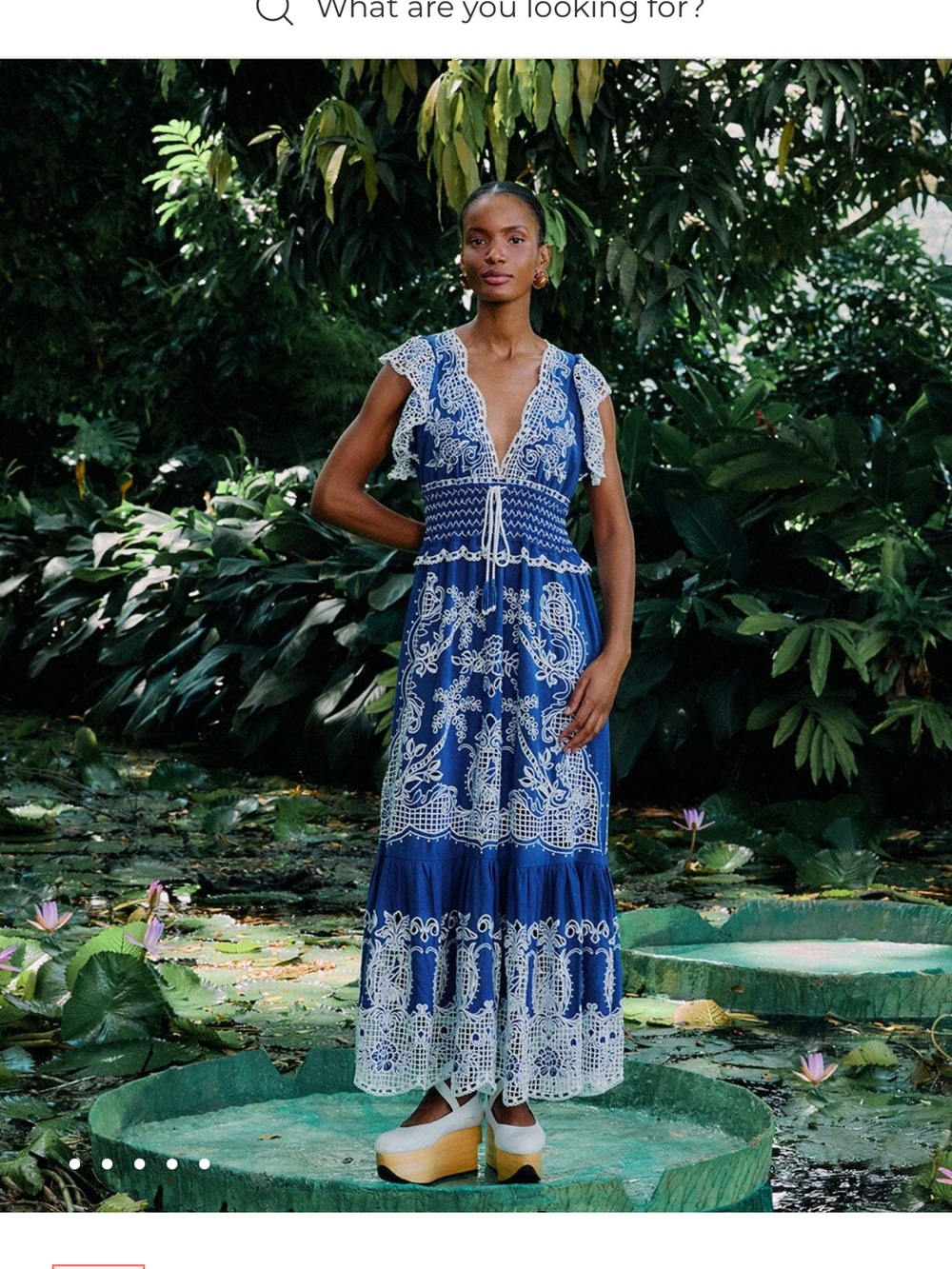 FARM Rio Blue Maxi Dress with White Lace Embroidery - Picture 3 of 6